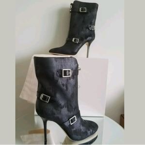 Jimmy Choo AGGY Waxed Suede Buckle Booties • Size 11 • NEW • $1095 Retail